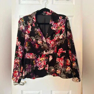 Elementz Floral Blazer - Black and Red